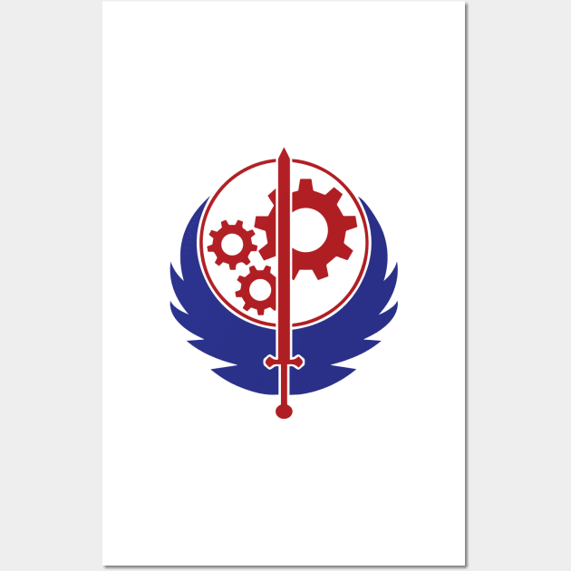 Red White and Blue Brotherhood of Steel Wall Art by zuckening